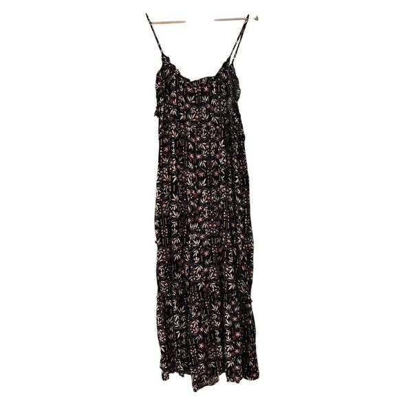 Natural Life Jumpsuit Sz L XL Wide Leg Floral Loose Fit Ruffle Cottagecore Boho